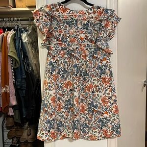 Vintage Floral Flutter Sleeve Dress